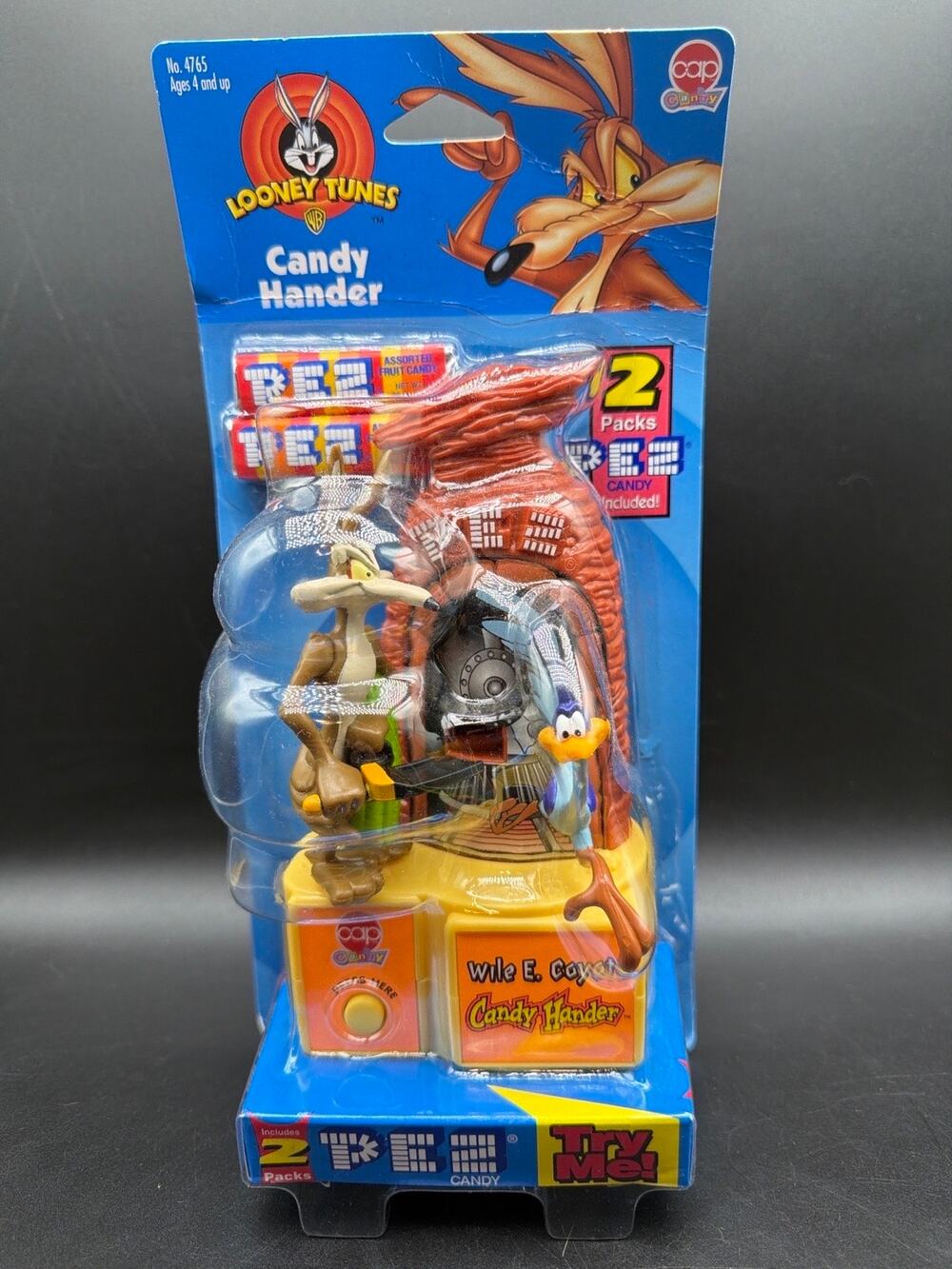 1998 PEZ Looney Tunes Wile E. Coyote Candy Hander Factory Sealed Warner Bros
